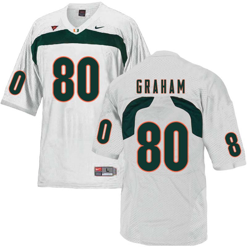 Nike Miami Hurricanes #80 Jimmy Graham College Football Jerseys Sale-White - Click Image to Close